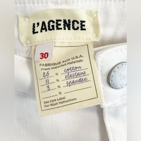 L'agence Kendra High-Rise Cropped Flare Leg Coated Jeans in White Women's 30 - Picture 7 of 15